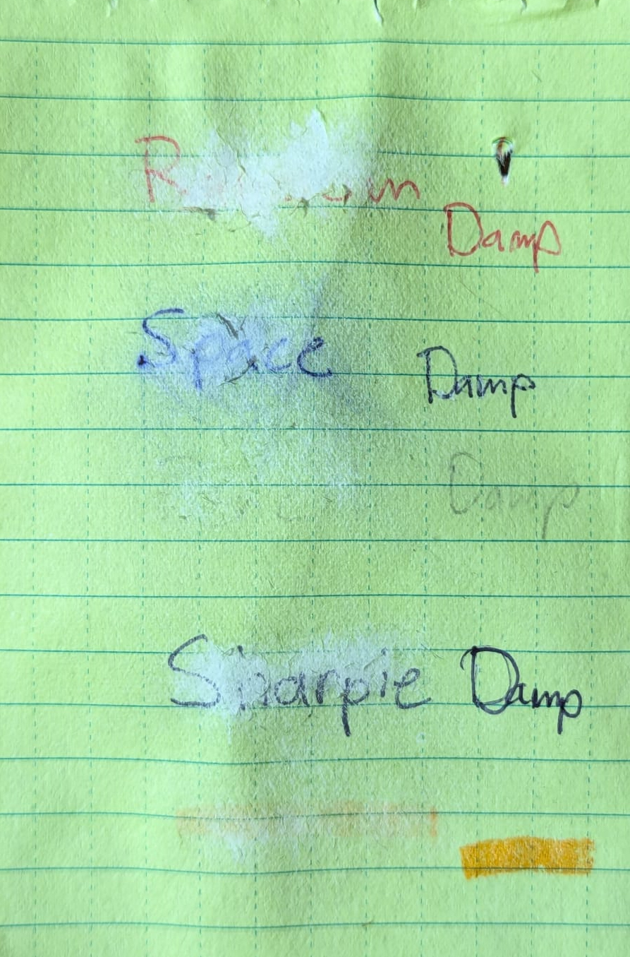 Writing while damp test