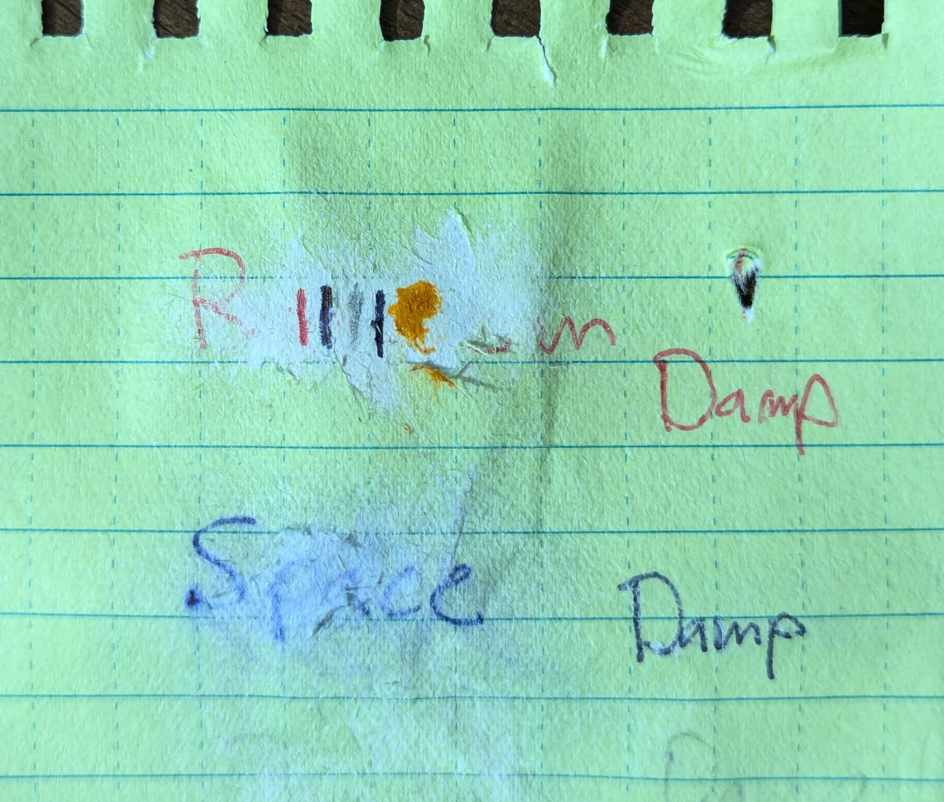 Marks on unfinished paper