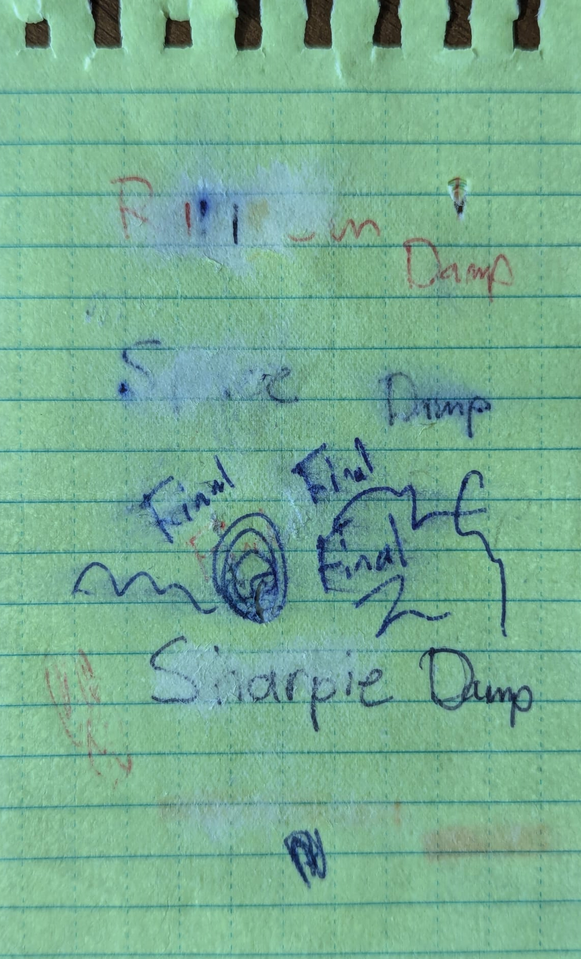 Smear test on wet writing